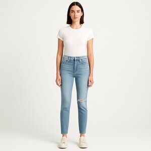 NWT Re/Done Distressed Skinny Blue Jeans Size 32 90s High Rise Ankle Crop